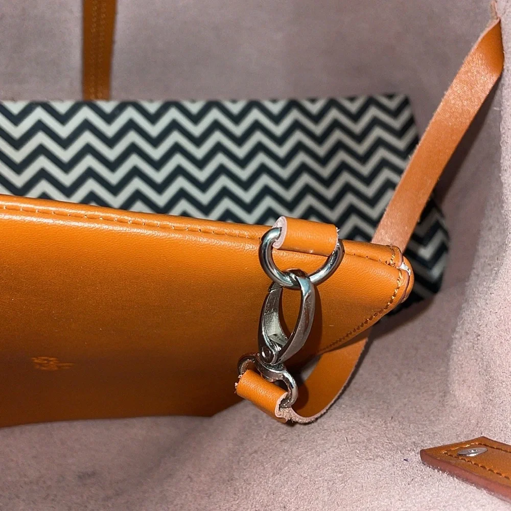 Co-Lab large tan leather‎ tote with attached wristlet. Excellent condition